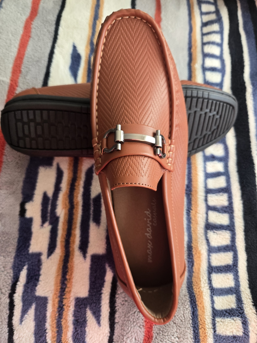 NWT.Men's Tan Slip-On Driving Loafers with Metal Bit